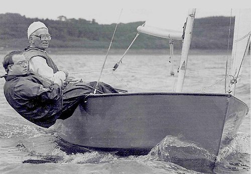 The late David and Ernie Mawhinney pictured sailing in GP14 Ventura (796) in 1995